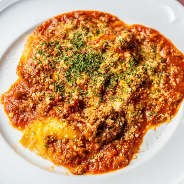Housemade Ravioli Bolognese.